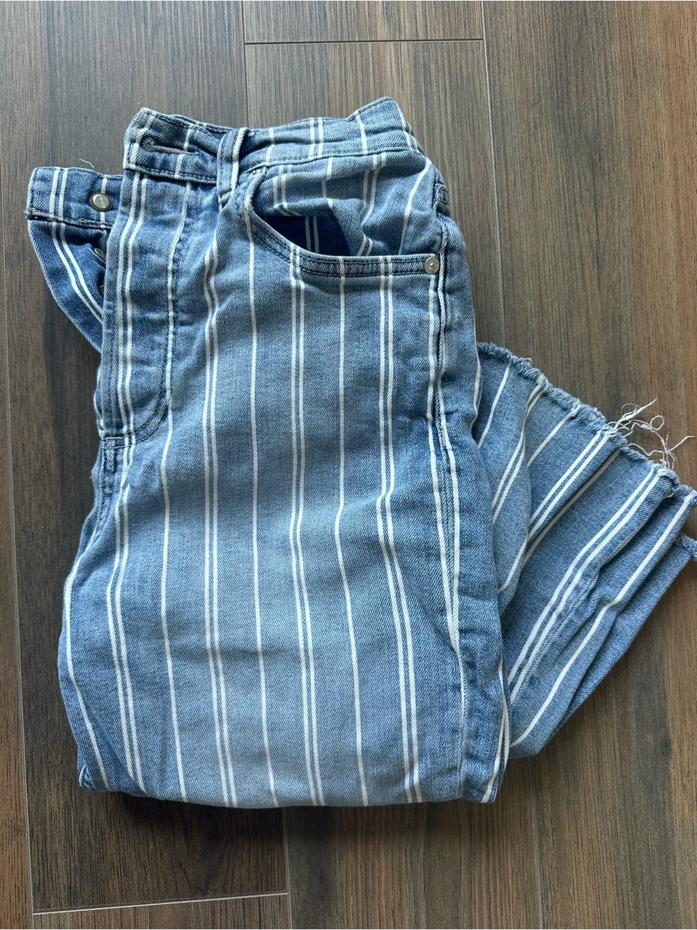 Boyish Blue and White Striped Relaxed Jeans